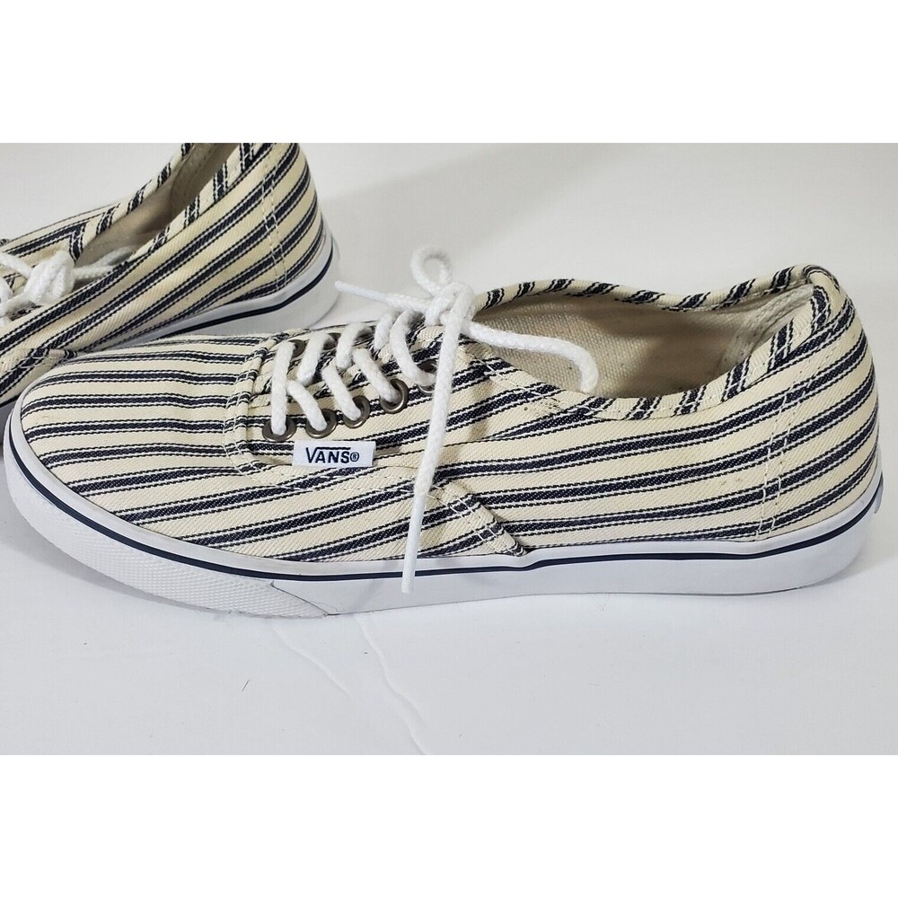 Vans Off the Wall Shoes Mens 4 Womens 5.5 Blue Beige Striped Low Top Sneakers